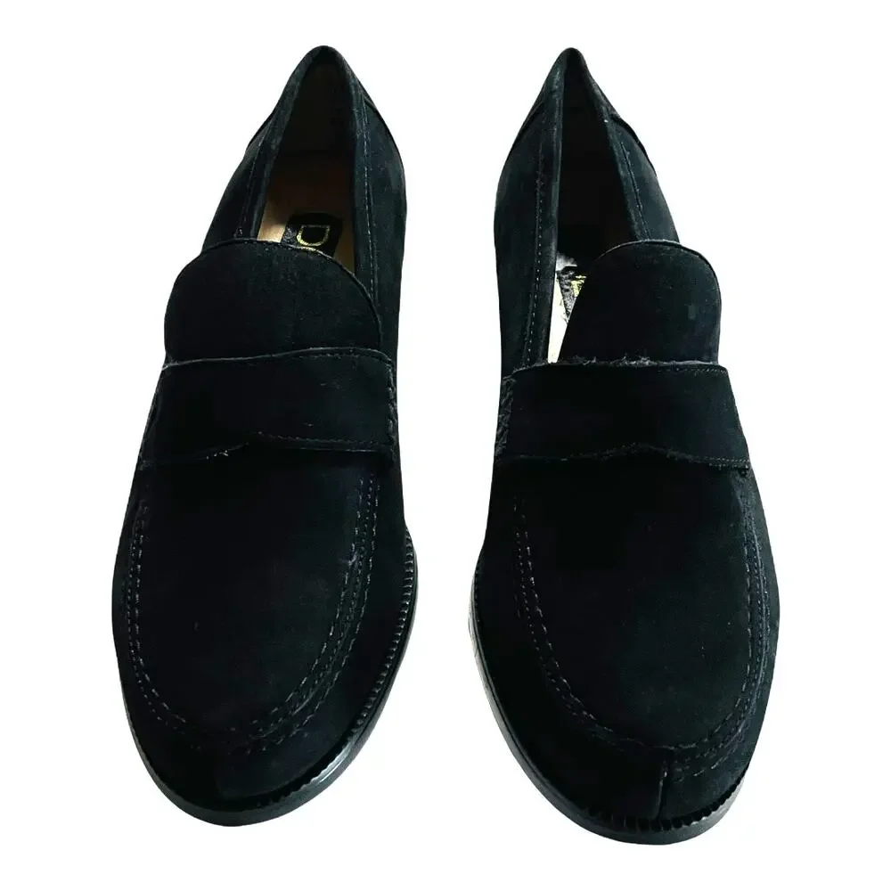 Dolcis Leather Black Suede Loafers Size 6